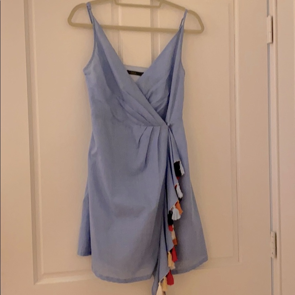 THML wrap dress with tassle fringe